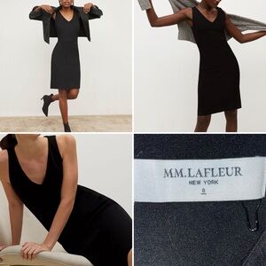 M.M LaFleur $259 Black Rachel Ponte Washable Business V Neck Shift Dress 0
